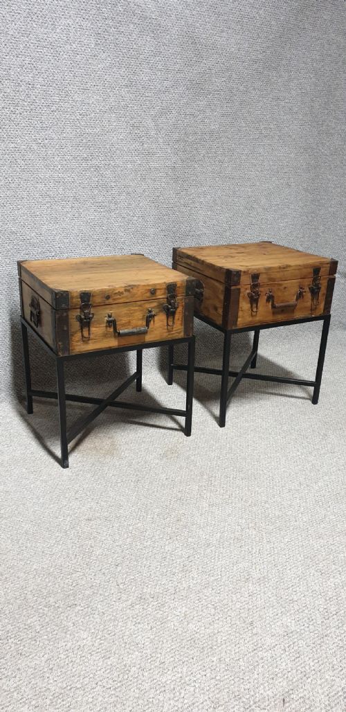Pair Antique Indian Ammunition Chests on Stands