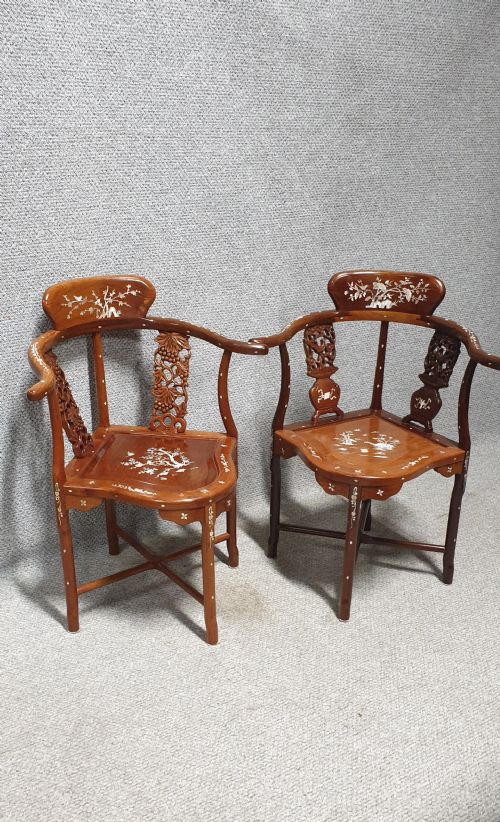 EXCELLENT NR PAIR ORIENTAL CORNER CHAIRS