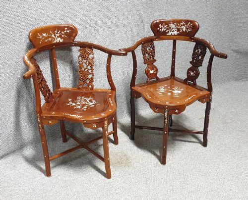 EXCELLENT NR PAIR ORIENTAL CORNER CHAIRS - ADDITIONAL PHOTO 1
