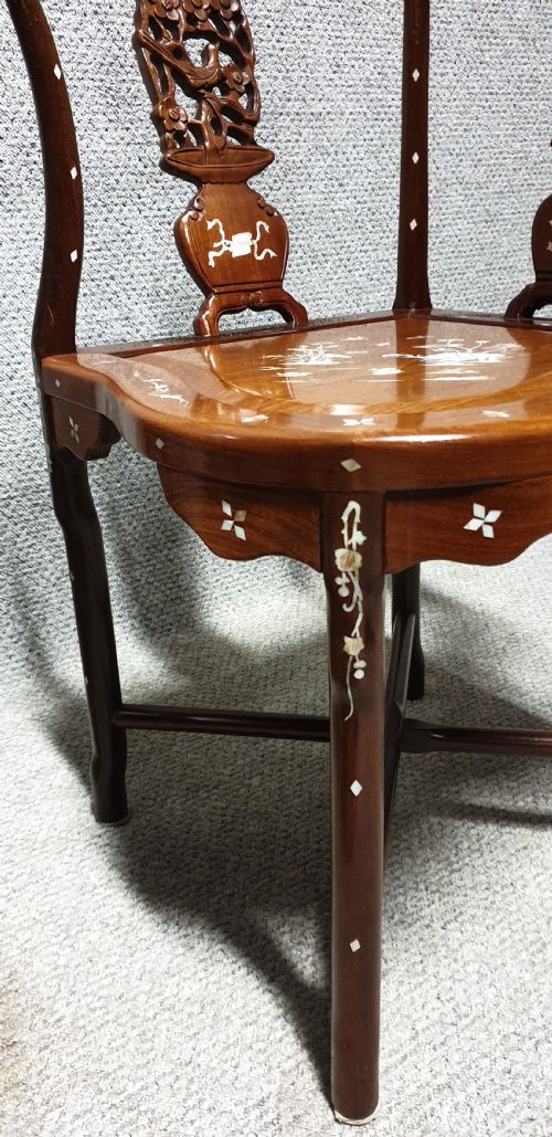 EXCELLENT NR PAIR ORIENTAL CORNER CHAIRS - ADDITIONAL PHOTO 2