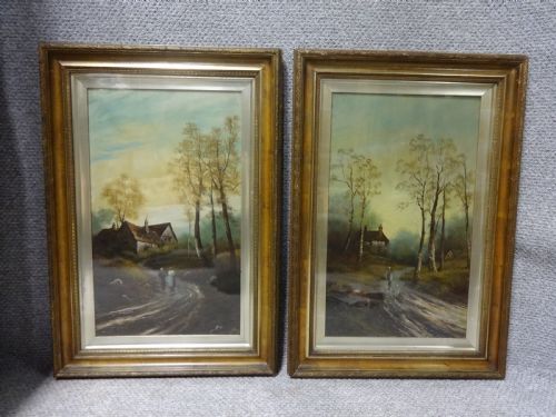 J James, Pair Oil on Canvas