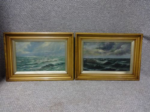 Pair Oil on Canvas Seascapes A.e.  Milnes