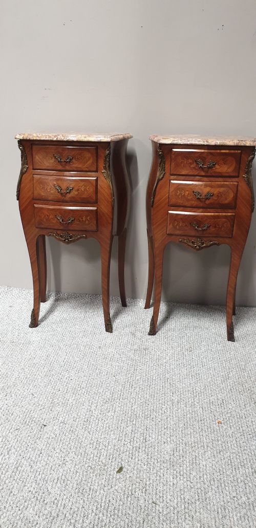 Pair French Bedside Cabinets