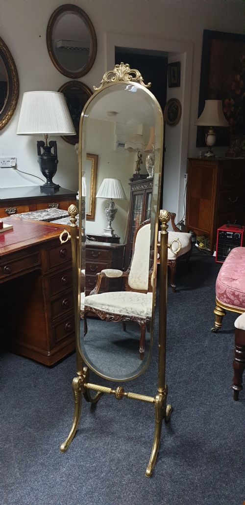 Good Brass Cheval Mirror