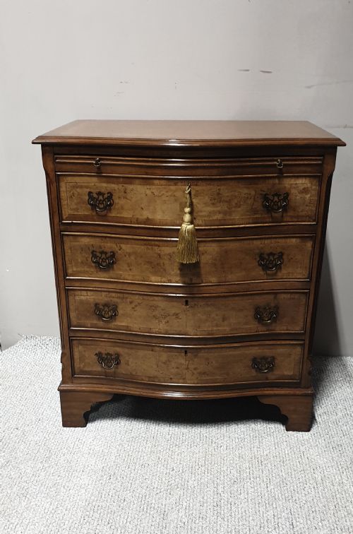 Burr Walnut Serpentine Shaped Chest of Drawers
