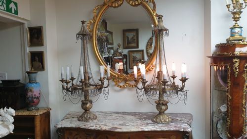 OUTSTANDING PAIR OF FRENCH EIGHT BRANCH TABLE LAMPS - ADDITIONAL PHOTO 12