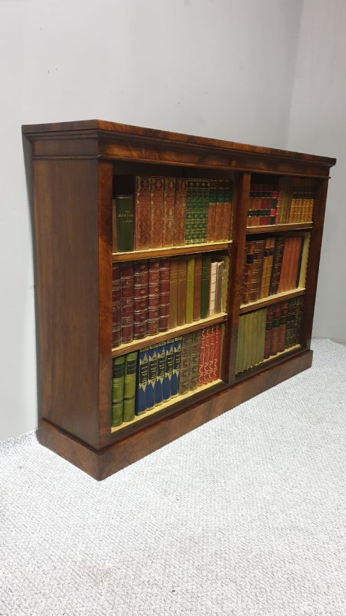 Victorian Burr Walnut Adjustable Open Bookcase