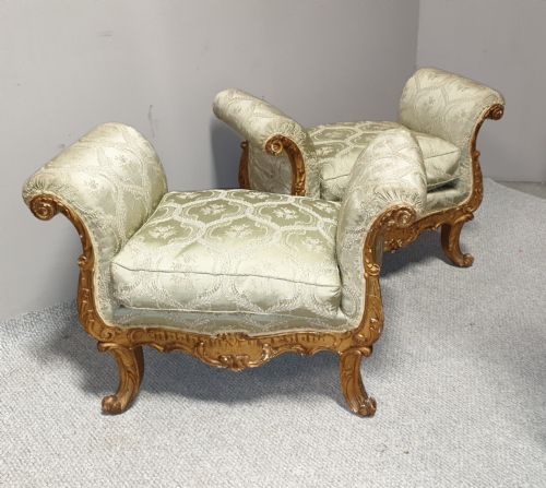 Superb Pair Gilt Stools