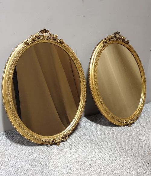 Superb Quality Pair Victorian Oval Gilt Wall Mirrors