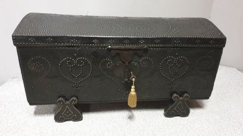 European C18th Crocodile Covered and Studded Travelling Chest