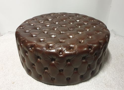 Large Round Leather Stool