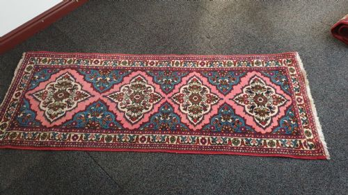Good Pink and Blue Ground Iranian Carpet Runner