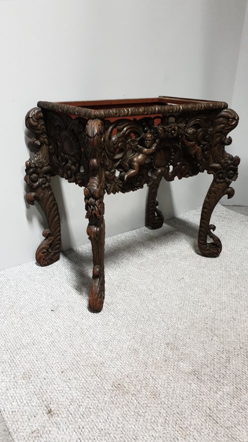 fig 1. Antique Chinoiserie Red Lacquer Cabinet on Stand Fitted Interior C1900