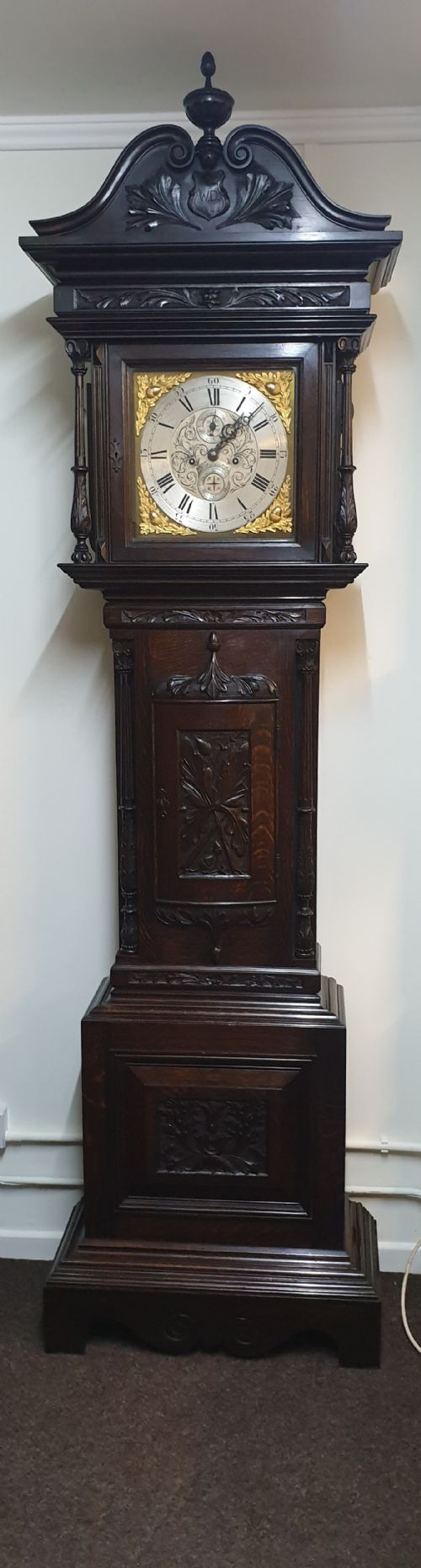 Outstanding Oak Grandfather Clock 'William Evans'