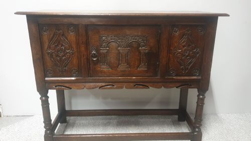 Carved Oak Side Cabinet  of Small Proportions