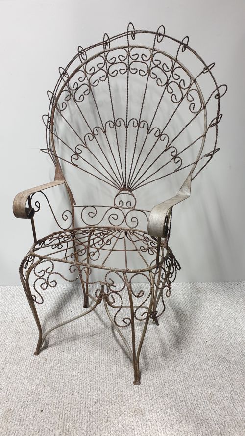 Superb Wrought Iron Peacock Chair by 'Salterini'