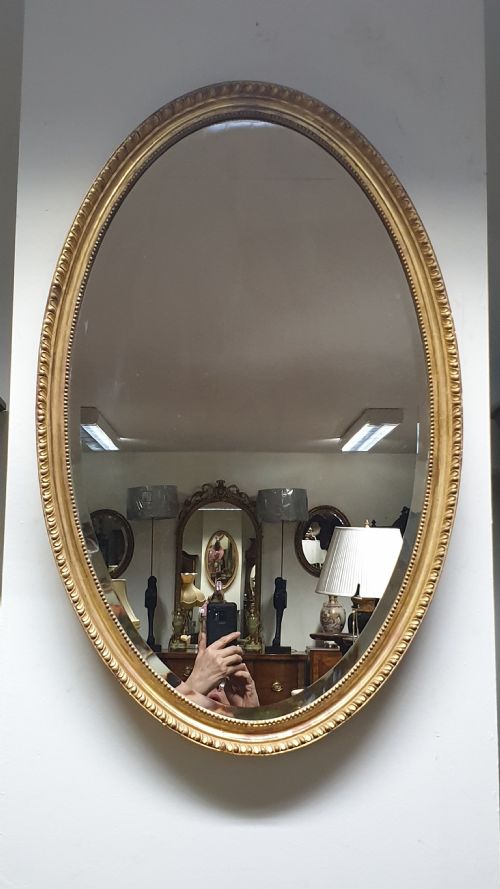 Very Nice Edwardian Oval Gilt Mirror