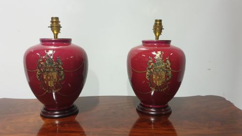 Pair Coat of Arms Lamp Bases
