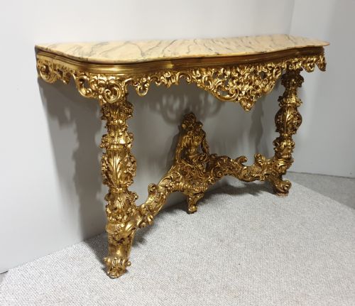 French Carved Wood Gilt Console Table