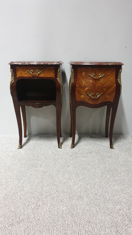 Superior Pair French Bedside Lamp Chests of Drawers