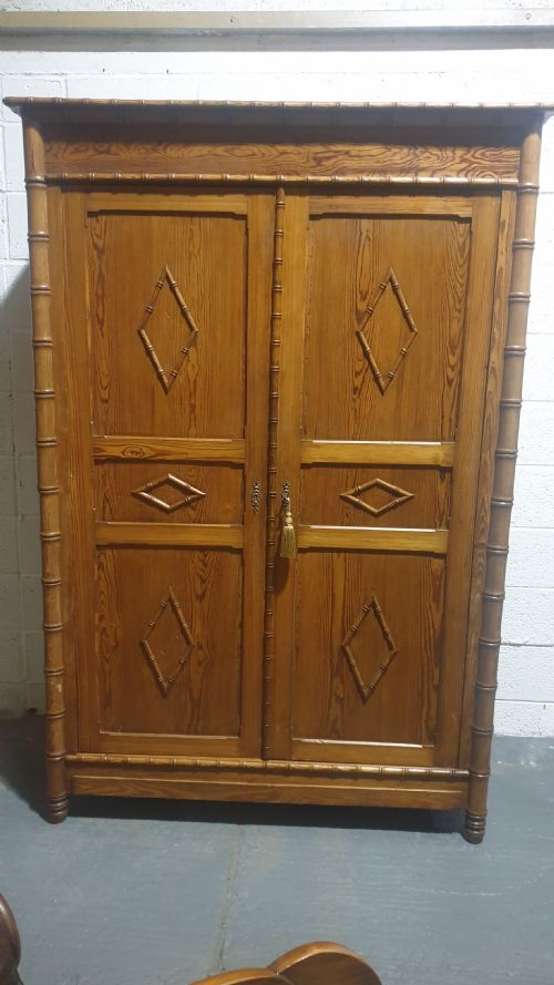 French Faux Bamboo Pine Wardrobe
