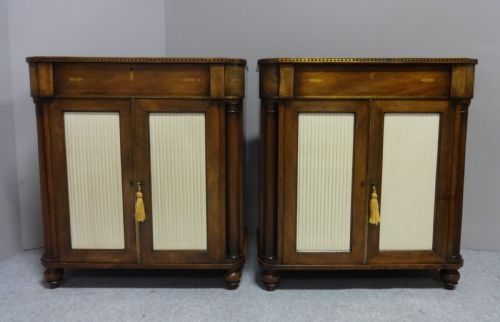 Top Quality Pair of Inlaid Mahogany Dwarf Side Cabinets