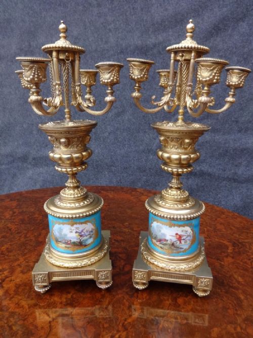 Stunning Sevres and Ormolu Candlesticks