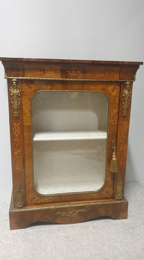 VERY GOOD VICTORIAN WALNUT PIER CABINET BOOKCASE - ADDITIONAL PHOTO 1