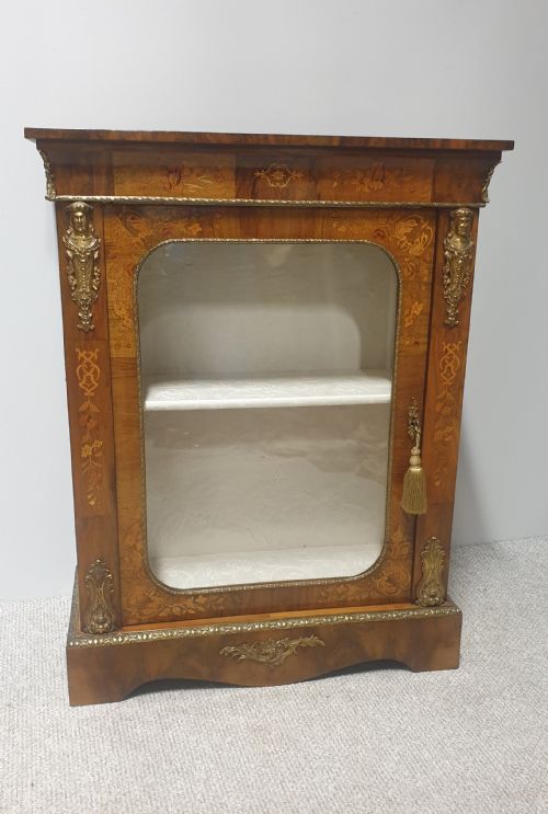 VERY GOOD VICTORIAN WALNUT PIER CABINET BOOKCASE - ADDITIONAL PHOTO 2