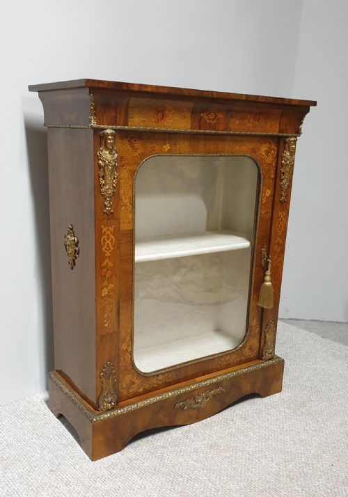 VERY GOOD VICTORIAN WALNUT PIER CABINET BOOKCASE - ADDITIONAL PHOTO 3