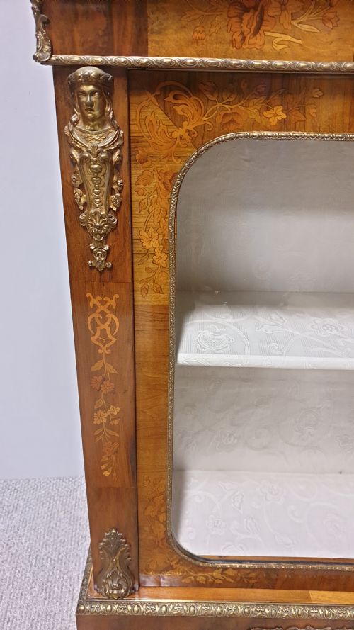 VERY GOOD VICTORIAN WALNUT PIER CABINET BOOKCASE - ADDITIONAL PHOTO 5