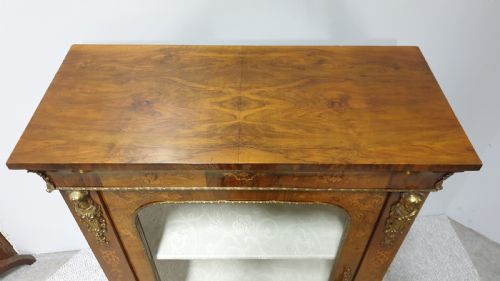 VERY GOOD VICTORIAN WALNUT PIER CABINET BOOKCASE - ADDITIONAL PHOTO 9