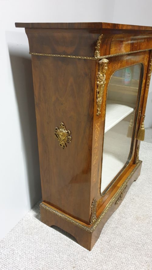 VERY GOOD VICTORIAN WALNUT PIER CABINET BOOKCASE - ADDITIONAL PHOTO 10