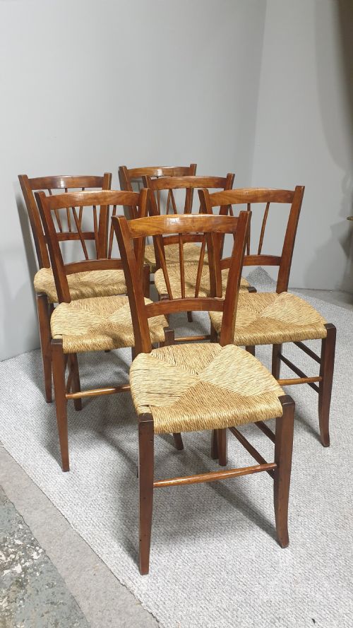 Set Six Fruitwood Country Kitchen Dining Chairs