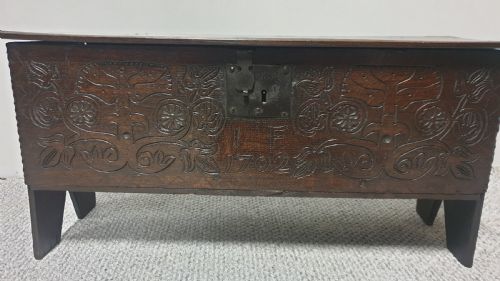 Superb Miniature C18th Oak Plank Chest