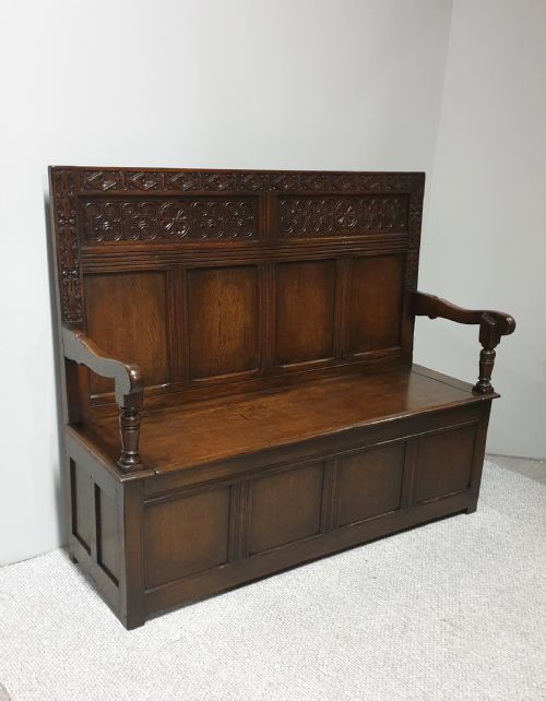 Superb Oak Monks Bench Settle