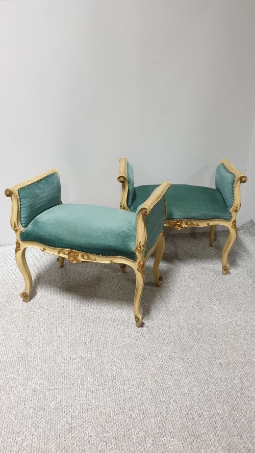 Pair French Painted Window Seats