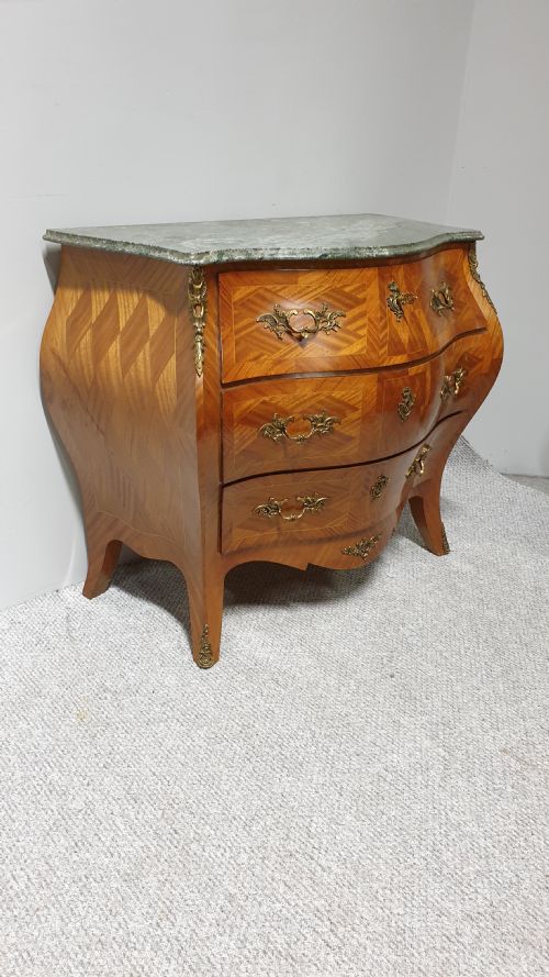 Fab French Parquetry Bombe Commode Chest of Drawers