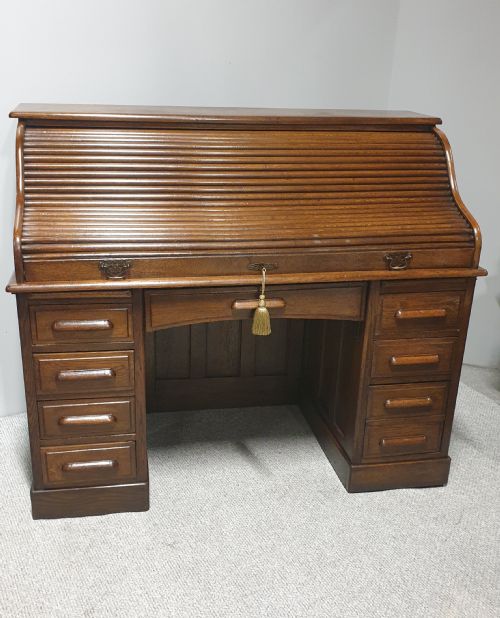 Good English Oak Roll Top Desk