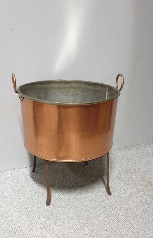 Copper Log Bin Jardinere on Stand