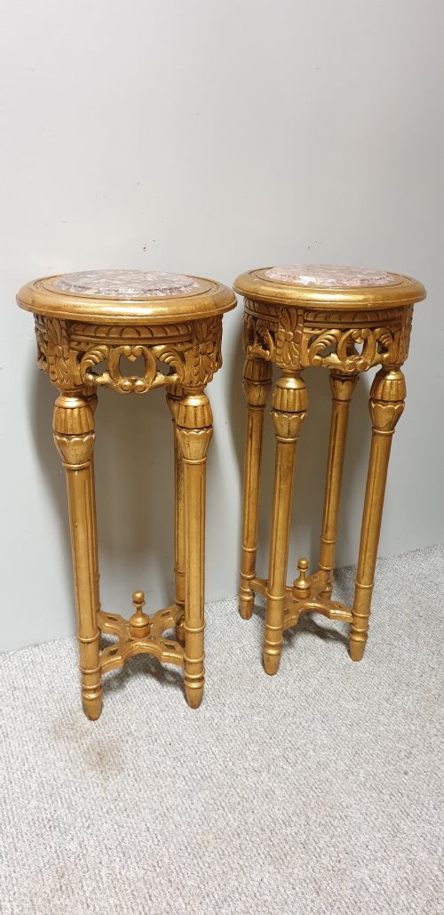 PAIR FRENCH GILT TORCHERE STANDS - ADDITIONAL PHOTO 4