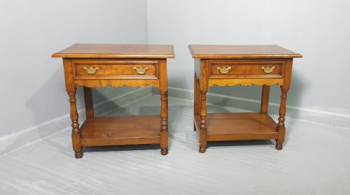Super Pair Cherry Wood Bedside Lamp Tables