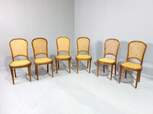 Outstanding Set Six Bergere Dining Chairs