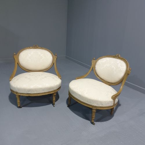 Superb Pair French Painted Chairs