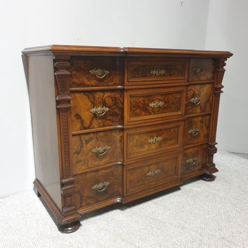 Super Burr Walnut Low Chest of Drawers