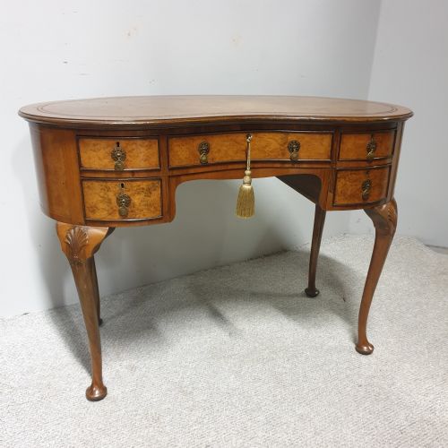 Burr Walnut Kidney Desk