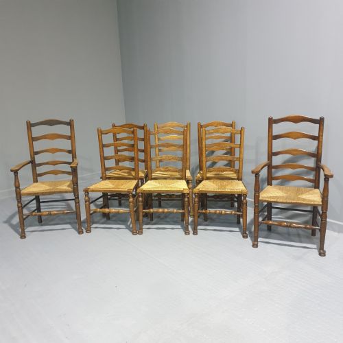 Set Eight Rush Seat Kitchen Dining Chairs