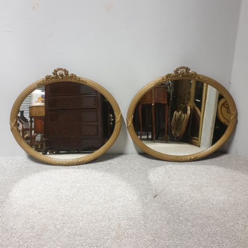 Pair Victorian Oval Gilt Mirrors