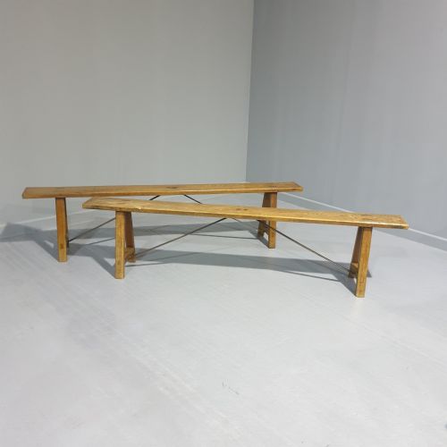 Superb Pair Oak Benches