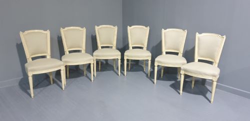 Set Six French Painted Dining Chairs